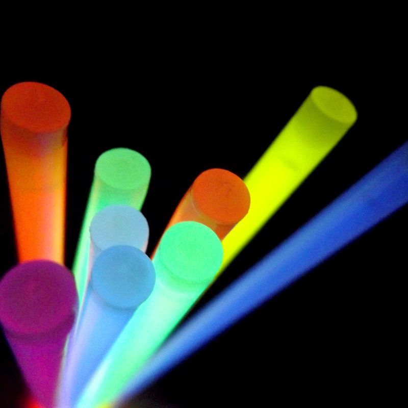 Colorful neon glow sticks